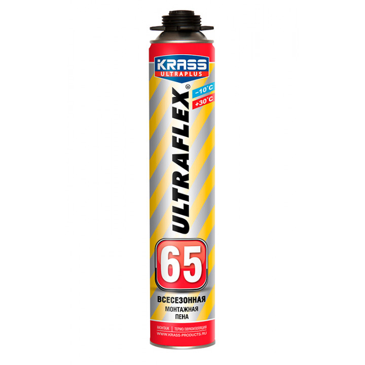 Монтажная пена KRASS ULTRAFLEX 65 всесезон. 0,82л пистолетная