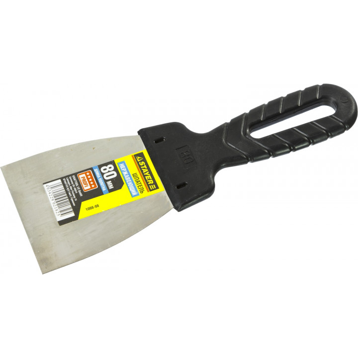 Шпатель STAYER ProFlat 80мм пластиковая ручка, нержавеющий PROFESSIONAL 1008-08