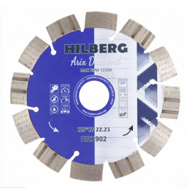 Диск алмазный отрезной Arix Diamond 125*22.23*12 Hilberg HRX902