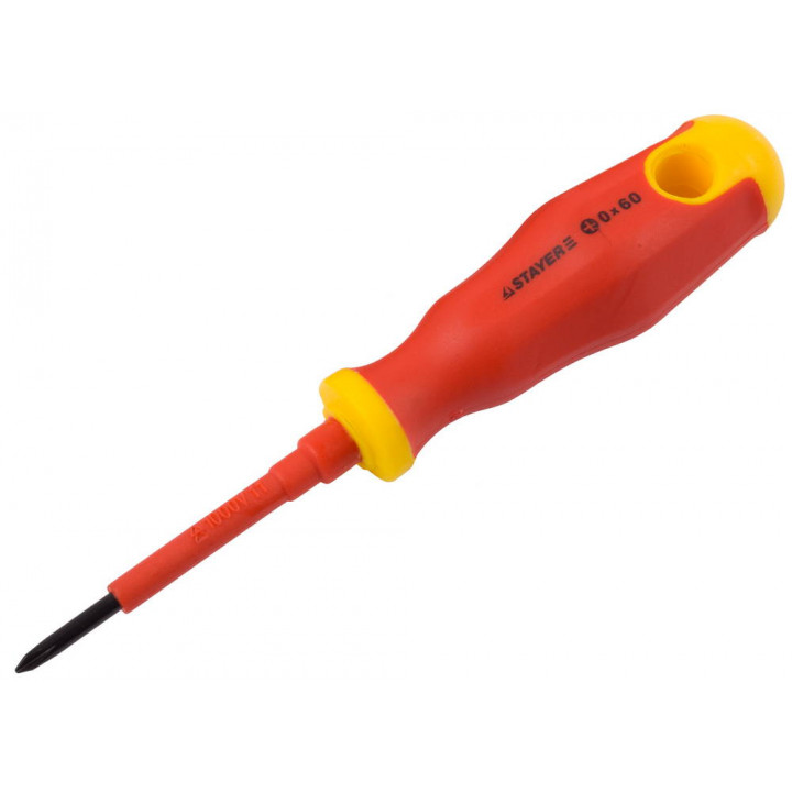 Отвертка диэлектрическая STAYER Electro PH0*60мм Professional 25142-0-06