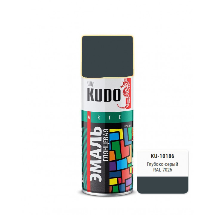 Краска аэрозоль глубоко-серая 520 мл KUDO KU-10186 RAL7026