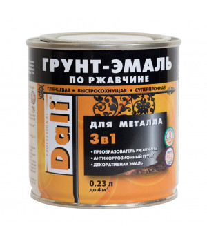 Грунт-эмаль по ржавчине DALI 3 в 1 черная RAL9005 0,23л РОГНЕДА
