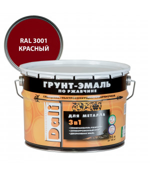 Грунт-эмаль по ржавчине DALI 3 в 1 красная RAL3001  10л РОГНЕДА
