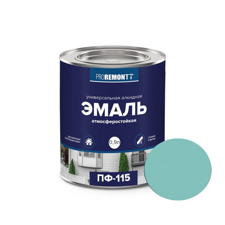 Эмаль ПФ-115 0,9кг PROREMONTT Л-С Мятный RAL 6027 (6647)