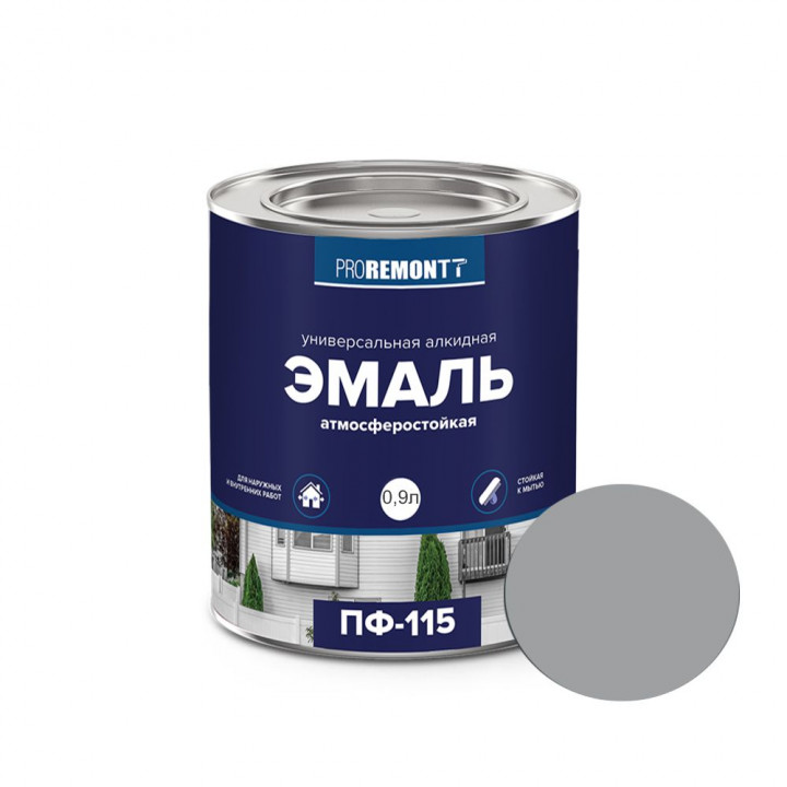 Эмаль ПФ-115 0,9кг PROREMONTT Л-С Серый RAL 7004 (6669)