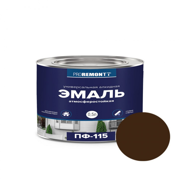 Эмаль ПФ-115 0,5кг PROREMONTT Л-С коричневый (6636)