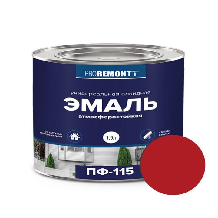 Эмаль ПФ-115 1,9кг PROREMONTT Л-С красный (6643)