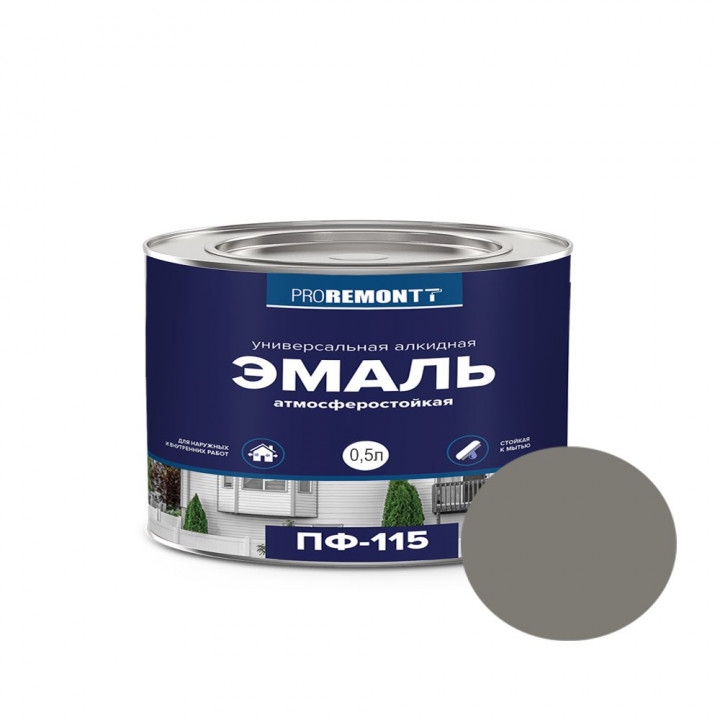 Эмаль ПФ-115 0,5кг PROREMONTT Л-С серый (6668)
