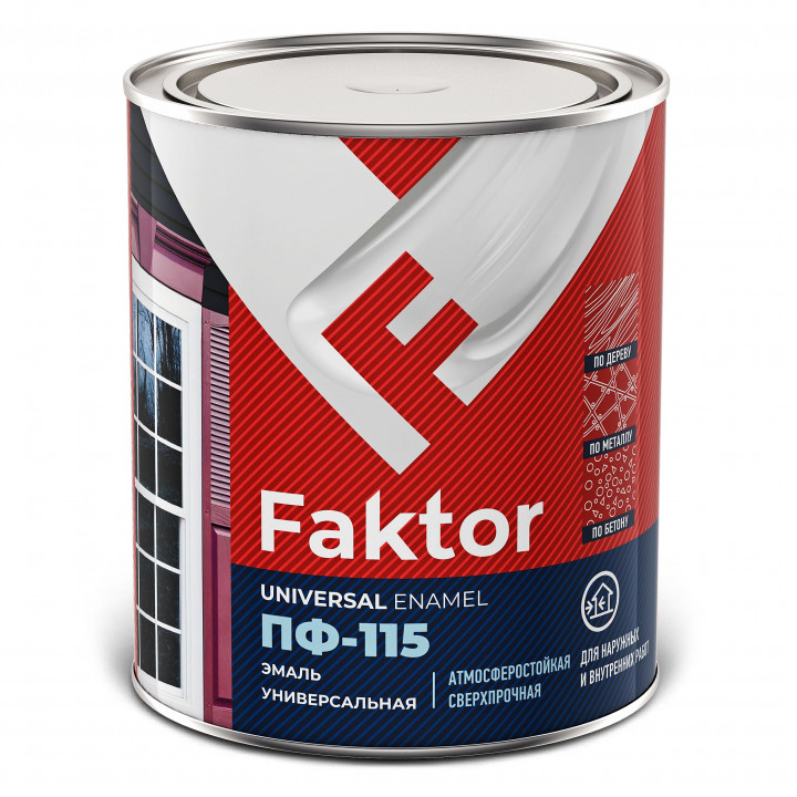 Эмаль FAKTOR ПФ-115 черная, банка 0,8кг