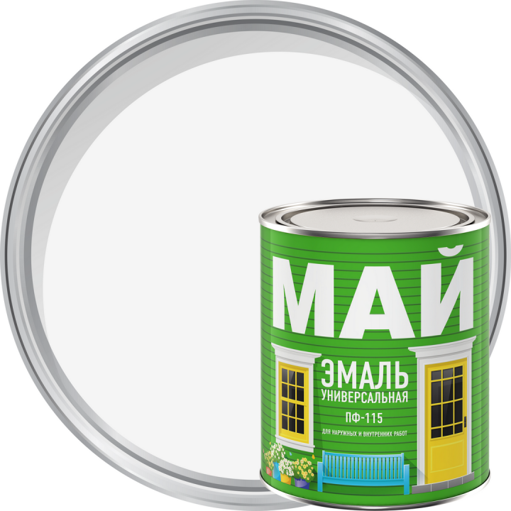 Эмаль МАЙ ПФ-115 белая 0,8кг