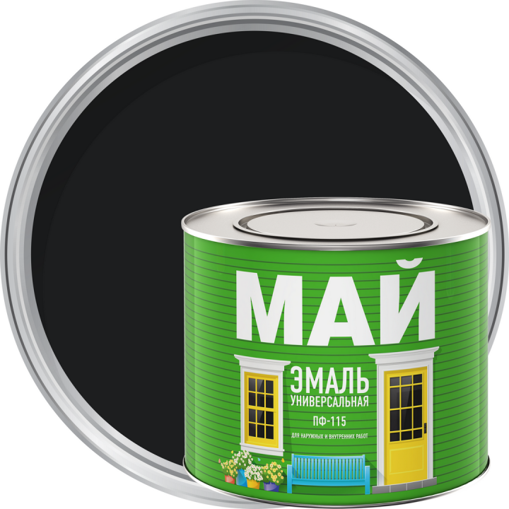 Эмаль МАЙ ПФ-115 черная 1,9кг