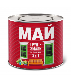 Грунт-эмаль МАЙ на ржавчину 3 в 1 красная 1,9кг