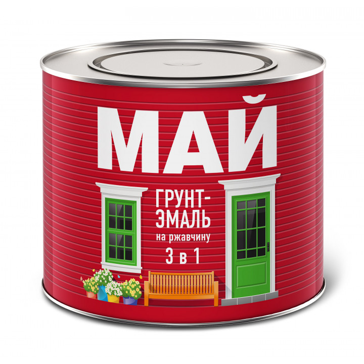 Грунт-эмаль МАЙ на ржавчину 3 в 1 серая 1,9кг