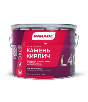 Лак для камня акриловый на растворит. L40 PARADE Камень & Кирпич глянц. 10л