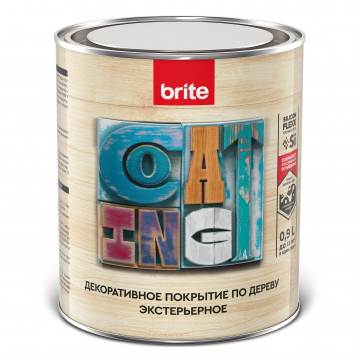 Покрытие BRITE FLEXX декоративное по дереву экстерьерное палисандр банка 0,9л