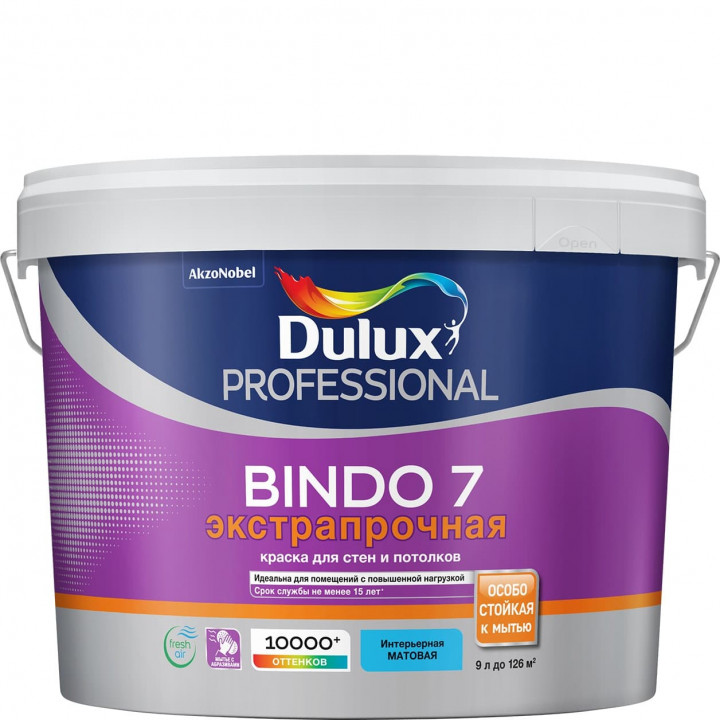 Краска в/э Dulux BINDO 7 BW д/стен и потолков белый (9л)