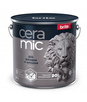Краска BRITE CERAMIC для фасадов и цоколей база А, ведро 2,7л