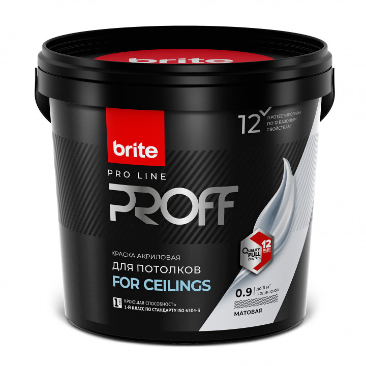 Краска BRITE PROFESSIONAL для потолков матовая А 0,9л