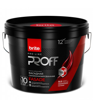 Краска BRITE PROFESSIONAL фасадная силиконизированная матовая база А 9л