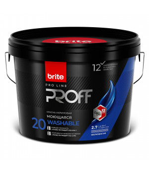 Краска BRITE PROFESSIONAL интерьерная моющаяся шелковистая база А 2,7л