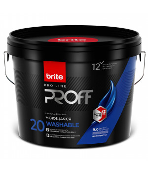 Краска BRITE PROFESSIONAL интерьерная моющаяся шелковистая база А 9л