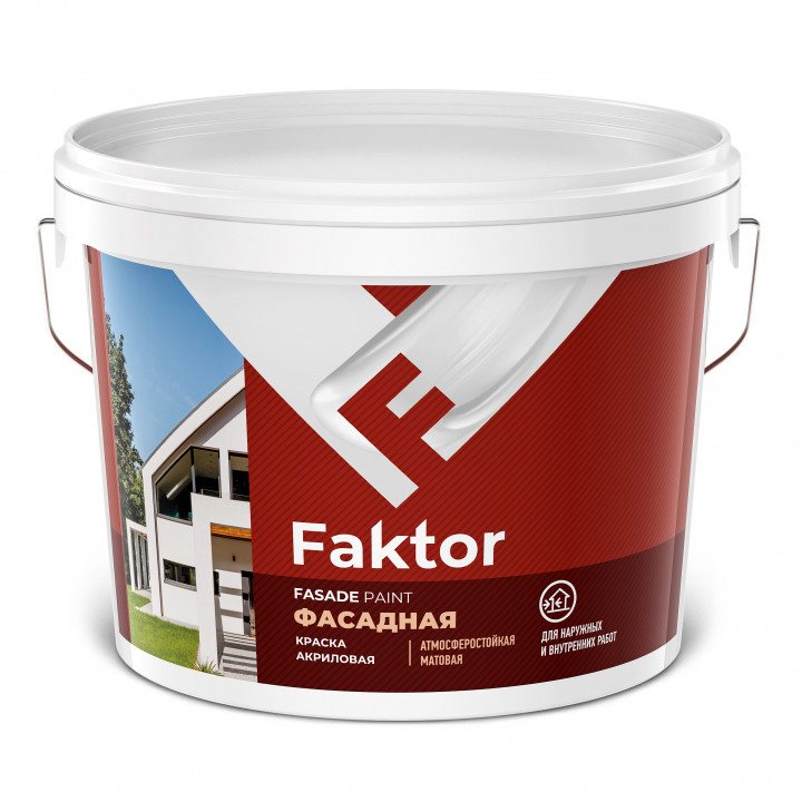 Краска FAKTOR фасадная белая, ведро 6кг