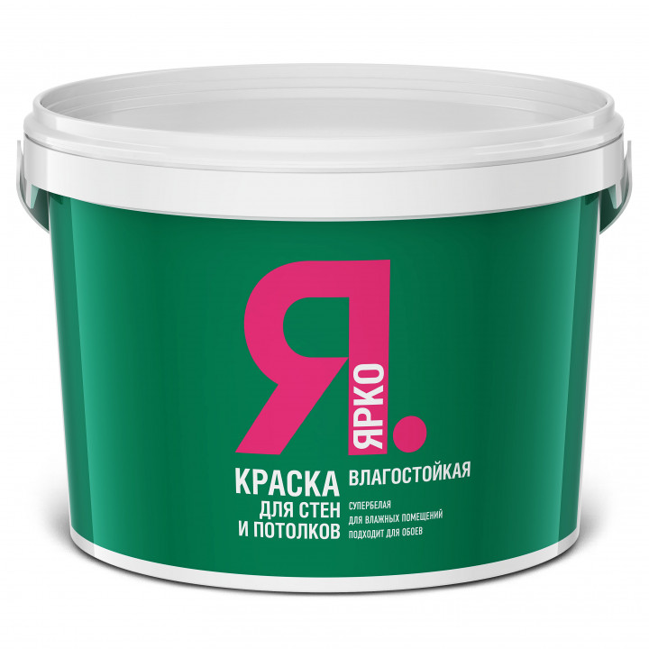 Краска д/стен и потолков ЯРКО белая влагостойкая 6кг