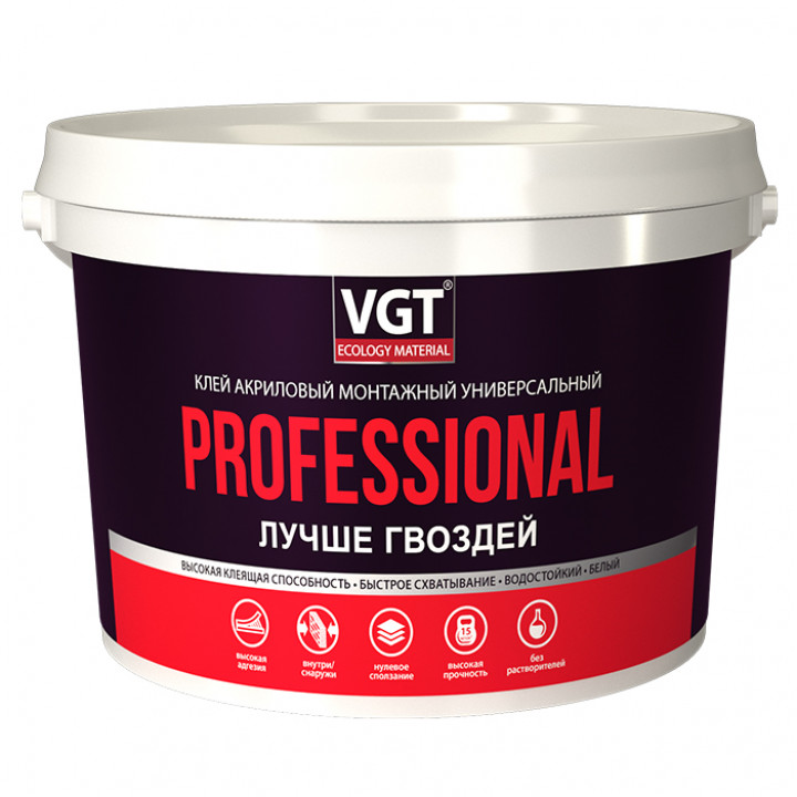 Клей акриловый монтажный универсальный белый PROFESSIONAL 6,0кг