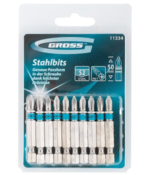 Набор бит РН1 х 50, сталь S2, 10 шт. Gross