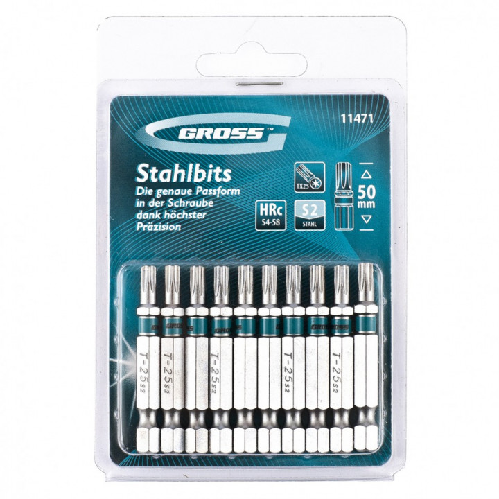 Набор бит Torx 25 х 50, сталь S2, 10 шт. Gross