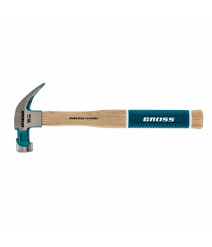 Молоток-гвоздодер, 450 г, угол 45, магнит, обрезиненная рукоятка American hickory GROSS