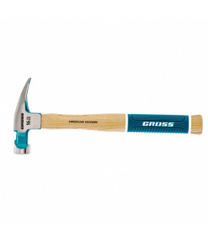 Молоток-гвоздодер, 450 г, угол 75, магнит, обрезиненная рукоятка American hickory GROSS
